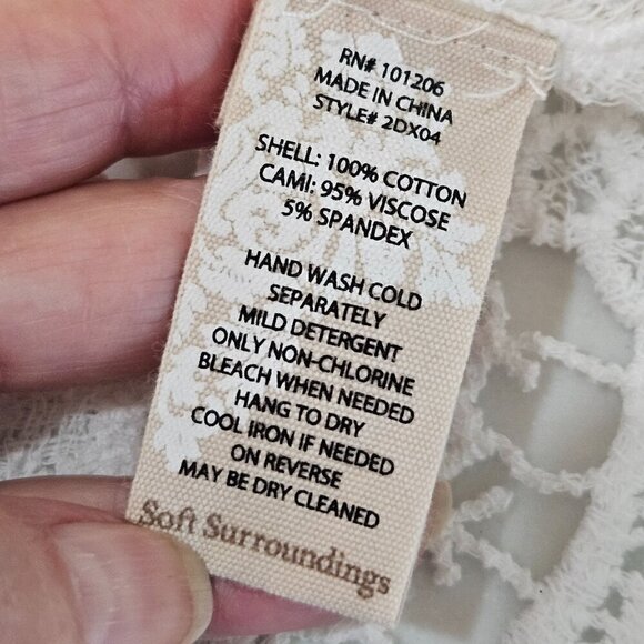 Soft Surroundings Medium White Lace Crochet Top Cottagecore Boho Feminine - Picture 5 of 8